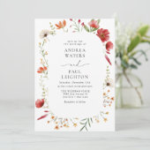 Elegante Wildblume Grüne Hochzeit Einladung (Stehend Vorderseite)