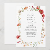 Elegante Wildblume Grüne Hochzeit Einladung (Vorne/Hinten)