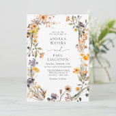 Elegante Wildblume Grüne Hochzeit Einladung (Stehend Vorderseite)