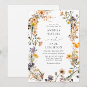 Elegante Wildblume Grüne Hochzeit Einladung (Vorne/Hinten)