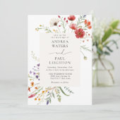 Elegante Wildblume Grüne Hochzeit Einladung (Stehend Vorderseite)