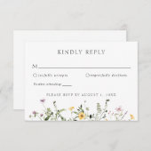 Elegante Wildblume Grüne Hochzeit RSVP Reaktion Einladung (Vorne/Hinten)
