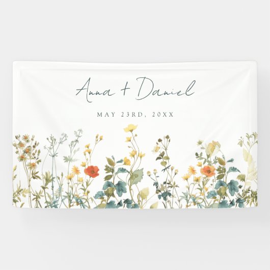Elegante Wildblume Hochzeit Banner (Horizontal)