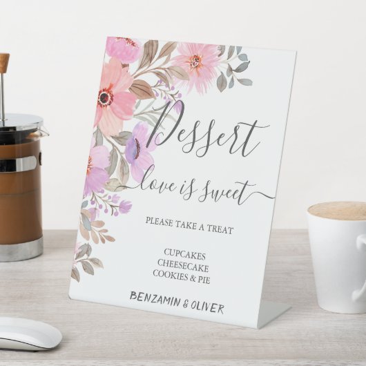 Elegante Wildblume Hochzeit Dessert Bar Sockelschild (In SItu)
