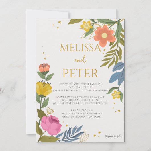 Elegante Wildblume Hochzeit Einladung (Vorderseite)