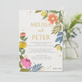 Elegante Wildblume Hochzeit Einladung (Stehend Vorderseite)