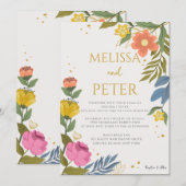 Elegante Wildblume Hochzeit Einladung (Vorne/Hinten)