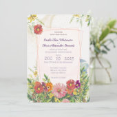 Elegante Wildblume Hochzeit Einladung (Stehend Vorderseite)