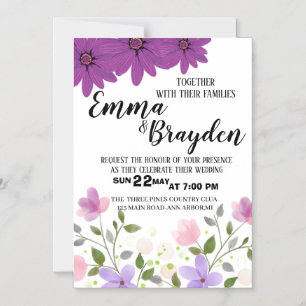 Elegante Wildblume Hochzeit Einladung