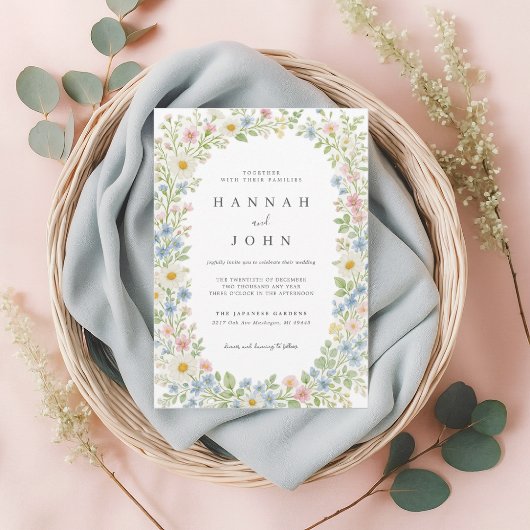 Elegante Wildblume Hochzeit Einladung