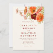 Elegante Wildblume Hochzeit im Herbst Einladung (Vorderseite)