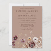 Elegante Wildblume Hochzeit im Herbst Einladung (Vorderseite)