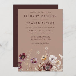 Elegante Wildblume Hochzeit im Herbst Einladung
