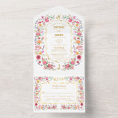 Elegante Wildblume Hochzeit im Wilhelm Garten All In One Einladung (Innen Boden)