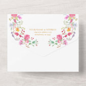 Elegante Wildblume Hochzeit im Wilhelm Garten All In One Einladung (Rückseite)