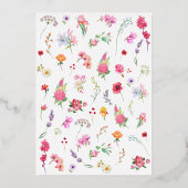 Elegante Wildblume Hochzeit im Wilhelm Garten Folieneinladung (Rückseite)