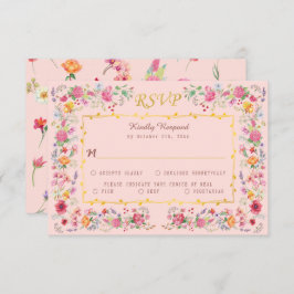 Elegante Wildblume Hochzeit im Wilhelm Garten RSVP Karte