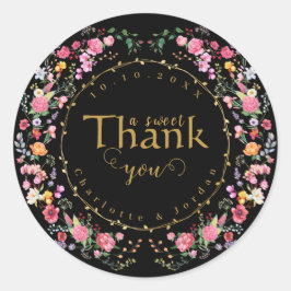 Elegante Wildblume Hochzeit im Wilhelm Garten Runder Aufkleber