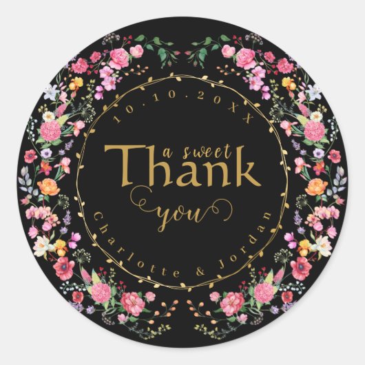 Elegante Wildblume Hochzeit im Wilhelm Garten Runder Aufkleber (Vorderseite)