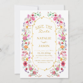 Elegante Wildblume Hochzeit im Wilhelm Garten Save The Date