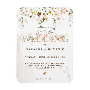 Elegante Wildblume Hochzeit Magnet