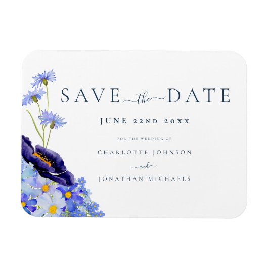 Elegante Wildblume Hochzeit Magnet (Horizontal)
