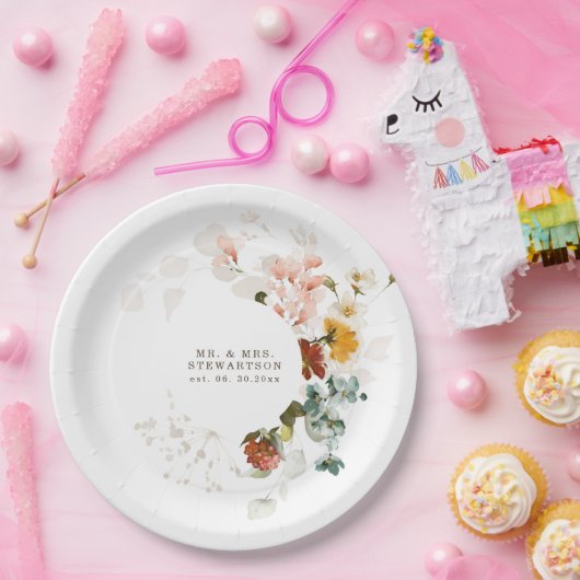 Elegante Wildblume Hochzeit Pappteller (Party)