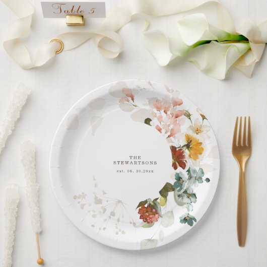 Elegante Wildblume Hochzeit Pappteller (Hochzeit)