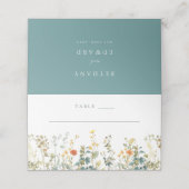 Elegante Wildblume Hochzeit Platzkarte (Außenseite Aufgefaltet)