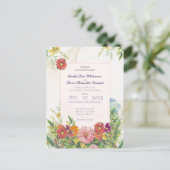 Elegante Wildblume Hochzeit Postkarte (Stehend Vorderseite)