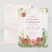 Elegante Wildblume Hochzeit Postkarte (Vorne/Hinten)