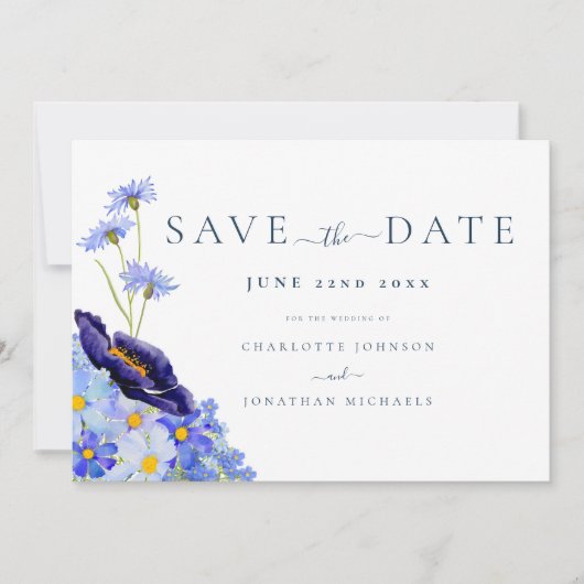 Elegante Wildblume Hochzeit Save The Date (Vorderseite)