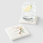 Elegante Wildblume Hochzeit Steinuntersetzer (Seitenansicht)