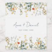 Elegante Wildblume Hochzeit Weinetikett (Einzelnes Label)