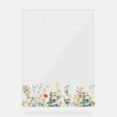 Elegante Wildblume Hochzeit Willkommen Acrylschild (Vorderseite)