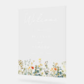 Elegante Wildblume Hochzeit Willkommen Acrylschild (Winkel)