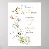 Elegante Wildblume Hochzeit Willkommen Poster (Vorne)