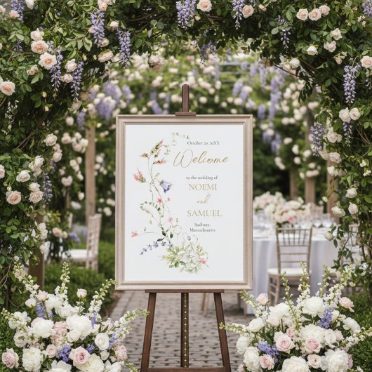 Elegante Wildblume Hochzeit Willkommen Poster