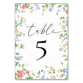 Elegante Wildblume Hochzeitsempfang Tischnummer (Rückseite)