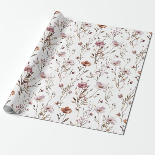 Elegante WildBlume Hochzeitspapier Boho Geschenkpapier (Ungerollt)