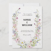 Elegante Wildblume Hochzeitssammlung Einladung (Vorderseite)