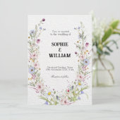 Elegante Wildblume Hochzeitssammlung Einladung (Stehend Vorderseite)