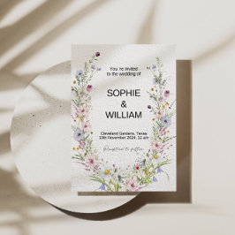 Elegante Wildblume Hochzeitssammlung Einladung