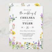 Elegante Wildblume Hübsche Hochzeit der Wildflora Einladung (Vorne/Hinten)