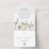 Elegante Wildblume in einer Hochzeit All In One Einladung (Innen Boden)