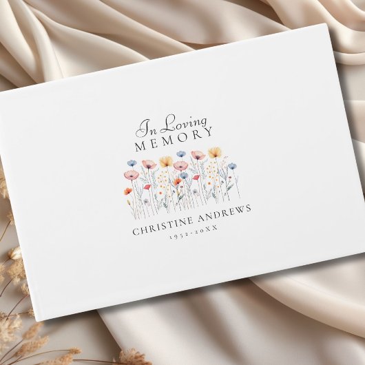 Elegante, Wildblume "in Love Memory" Beerdigung Gästebuch