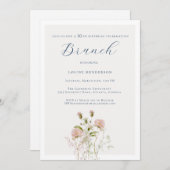 Elegante Wildblume Kalligraphie 90. Geburtstag Einladung (Vorne/Hinten)