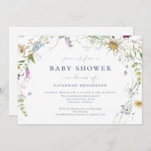 Elegante Wildblume Kinderdusche Einladung (Vorne/Hinten)