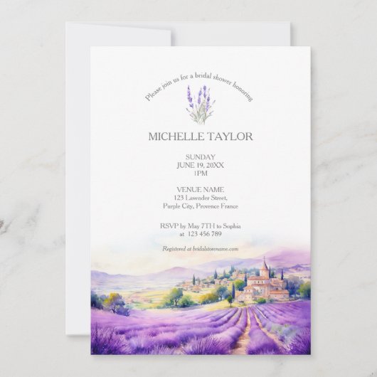 Elegante Wildblume Lavendel Lila Violett Einladung (Vorderseite)