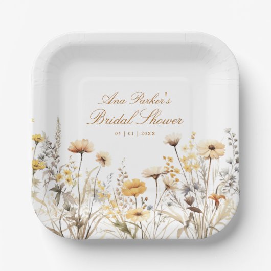 Elegante Wildblume Liebe ist in Bloom Brautparty Pappteller (Vorderseite)